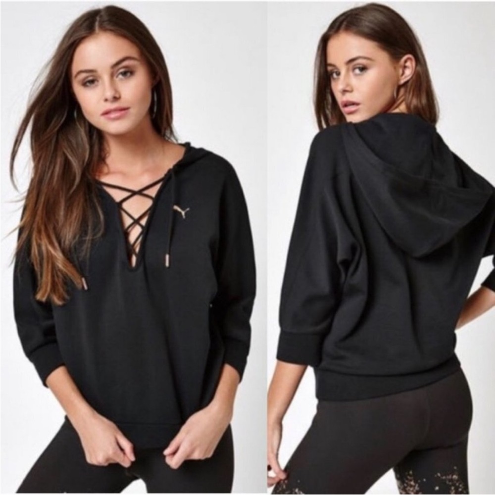 Puma Dry Cell Lace Up Black Yogini Hoodie XL